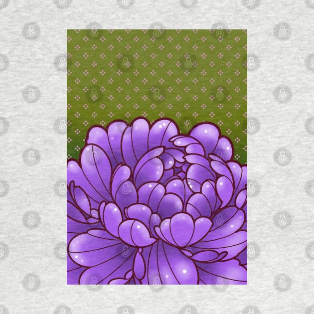 purple peony with nostalgic 80s wallpaper background by weilertsen